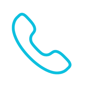 Blue telephone handset icon on a black background, representing phone calls and contact information